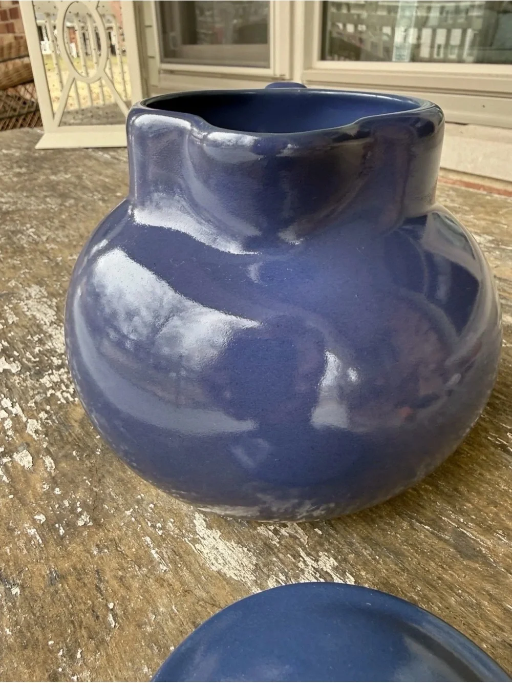 CHRISTIAN RIDGE POTTERY CUPPER COFFEE CARAFE COBALT BLUE CERAMIC 1994